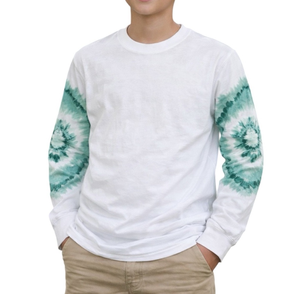Art Class boy’s white teal tie dye cotton long sleeve tee size medium